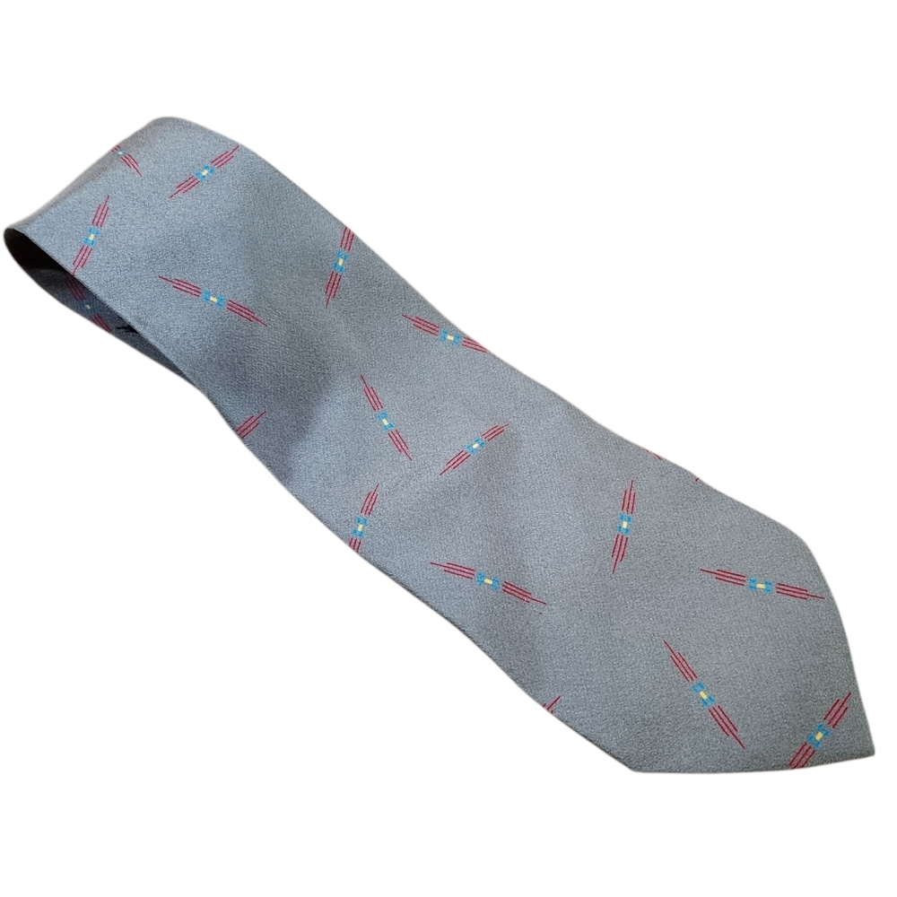 Vintage Giorgio Armani 100% All Silk Geometric Tie Necktie Italy Gray Designer